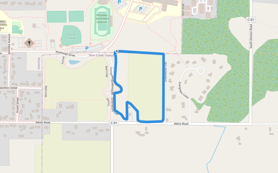 Greenwood Trail walking route map in Petoskey