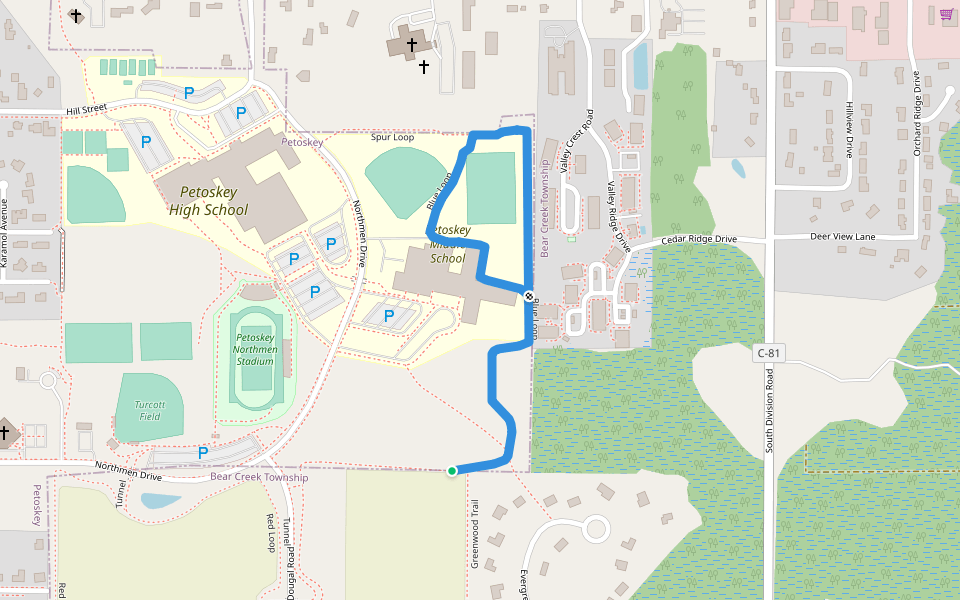 Blue Loop walking route map in Petoskey