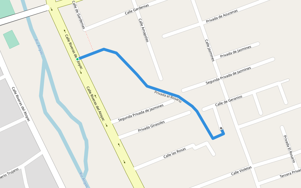 Privada el Rosario walking route map in San Jacinto Amilpas