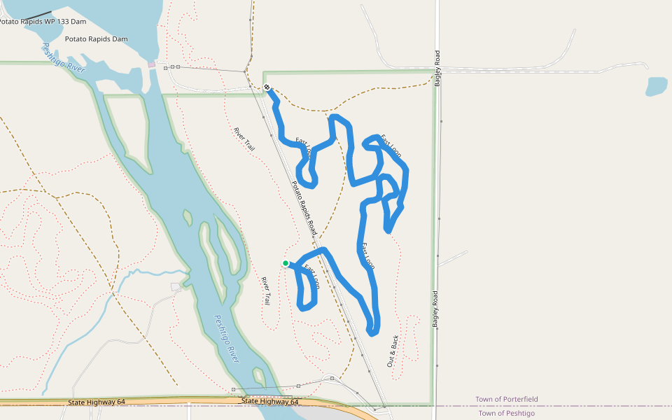 East Loop walking route map in Marinette