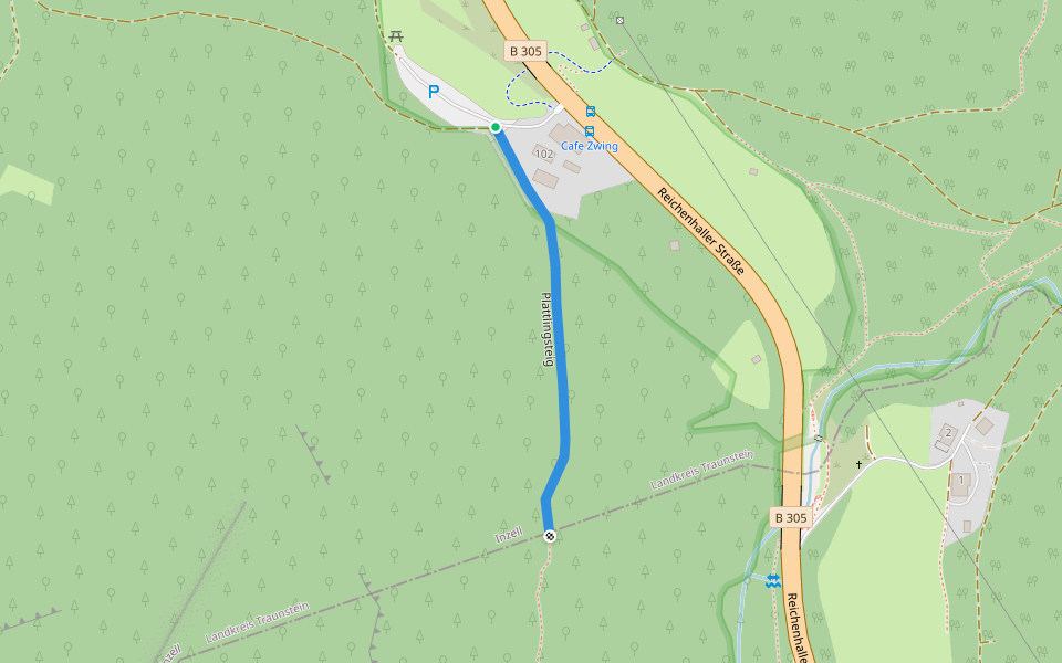 Plattlingsteig walking route map in Inzell