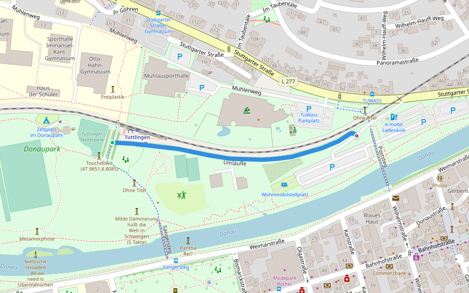 Umläufle walking route map in Tuttlingen