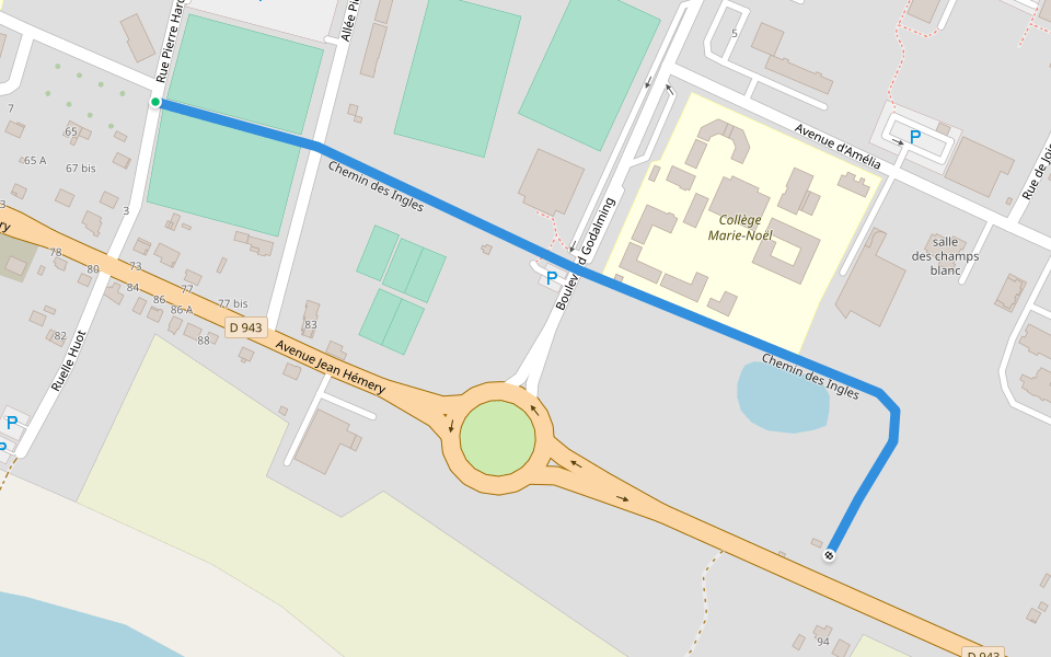 Chemin des Ingles walking route map in Joigny