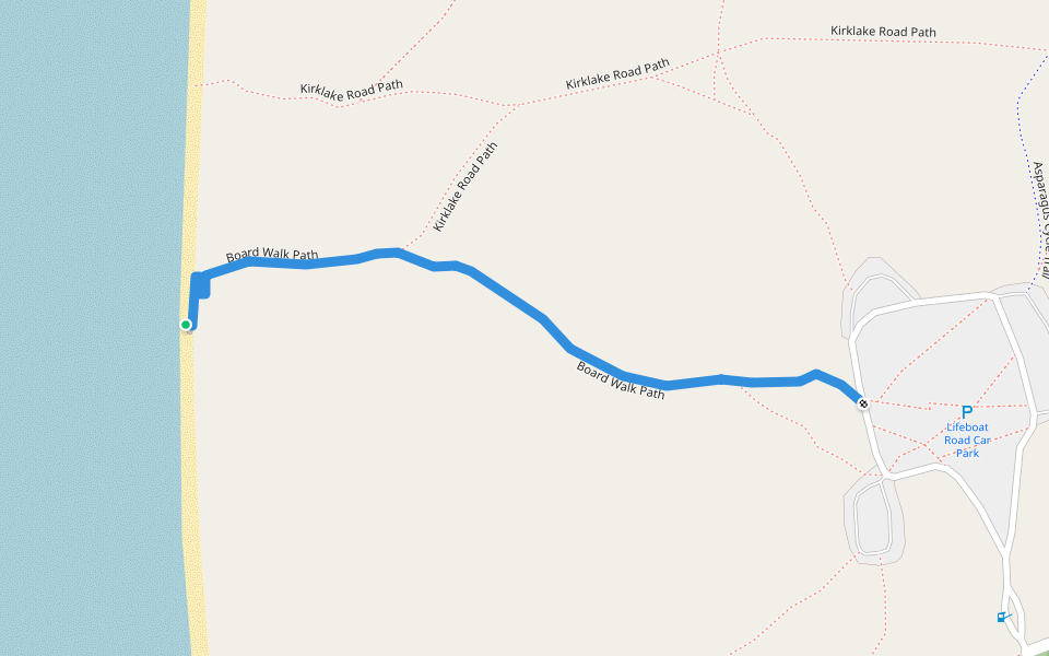 Board Walk Path walking route map in Formby