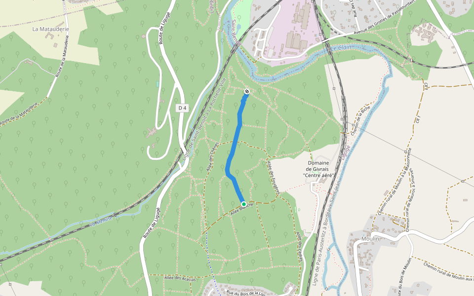 Allée des Hêtres walking route map in Ligugé