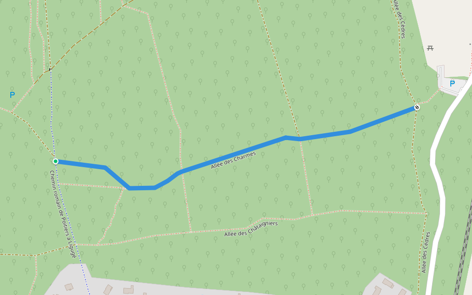 Allée des Charmes walking route map in Ligugé