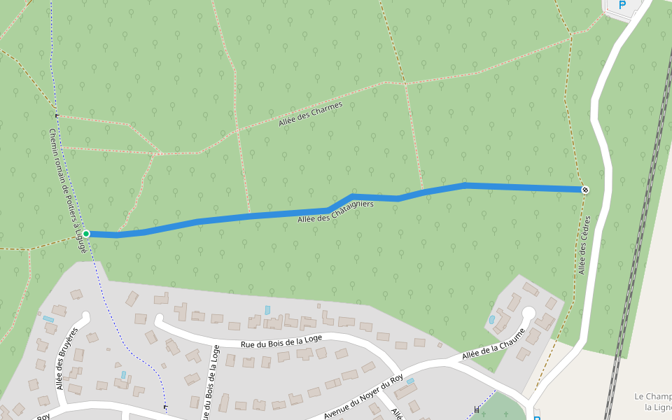 Allée des Châtaigniers walking route map in Ligugé