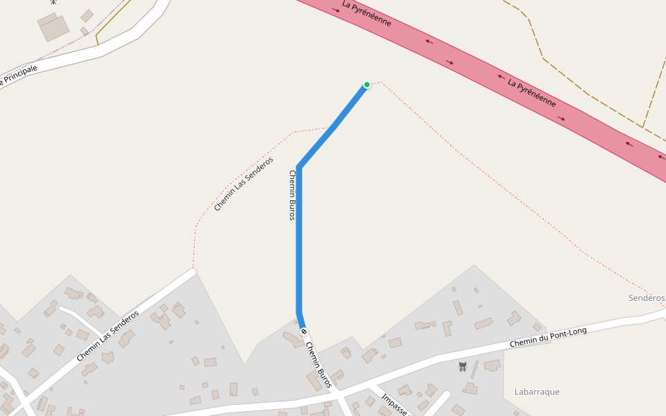 Chemin Buros walking route map in Poey-de-Lescar