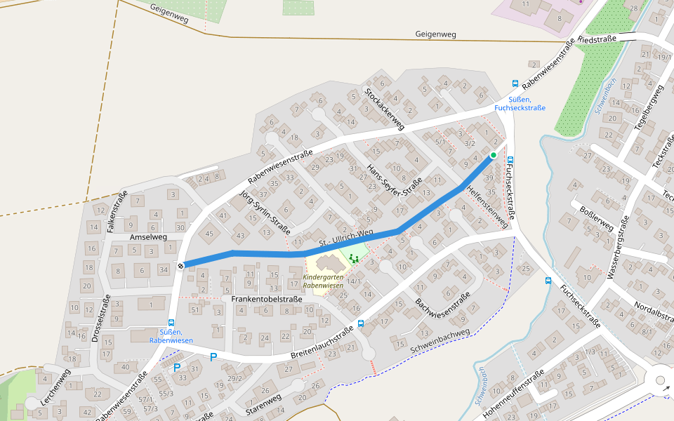 St.- Ullrich-Weg walking route map in Süßen