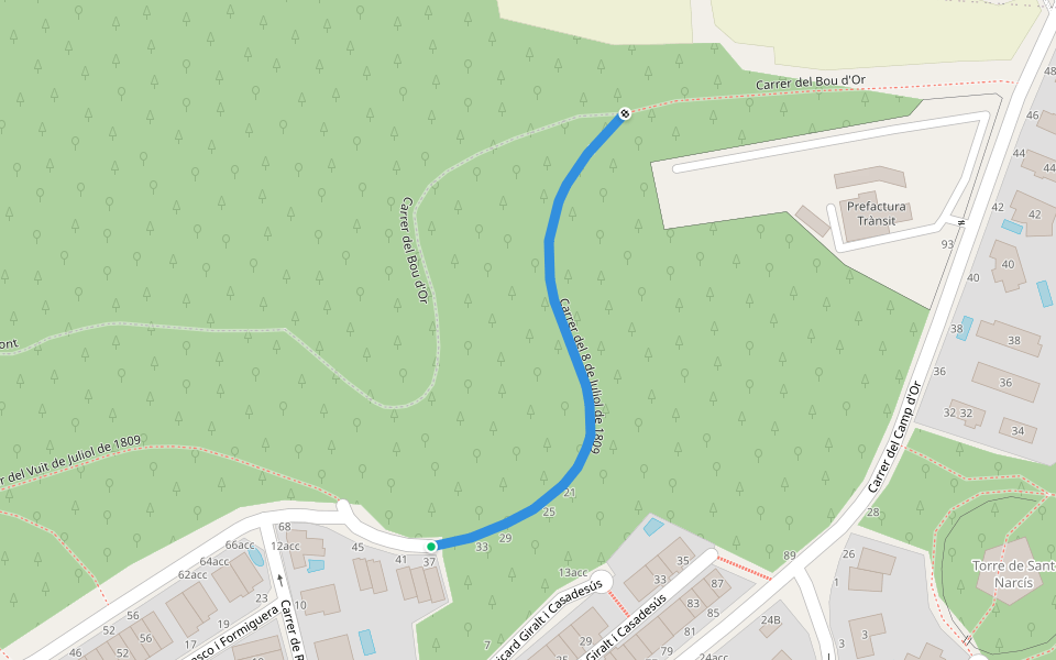 Carrer del 8 de Juliol de 1809 walking route map in Girona