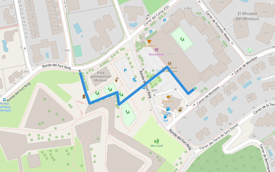Plaça de Domènec Fita i Molat walking route map in Girona