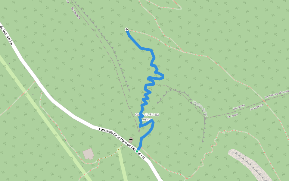 Grau de Santa Anna walking route map in Susqueda
