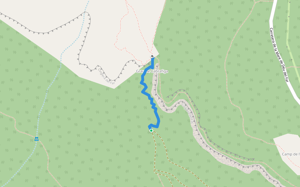 Grau de Cabrafiga walking route map in Susqueda