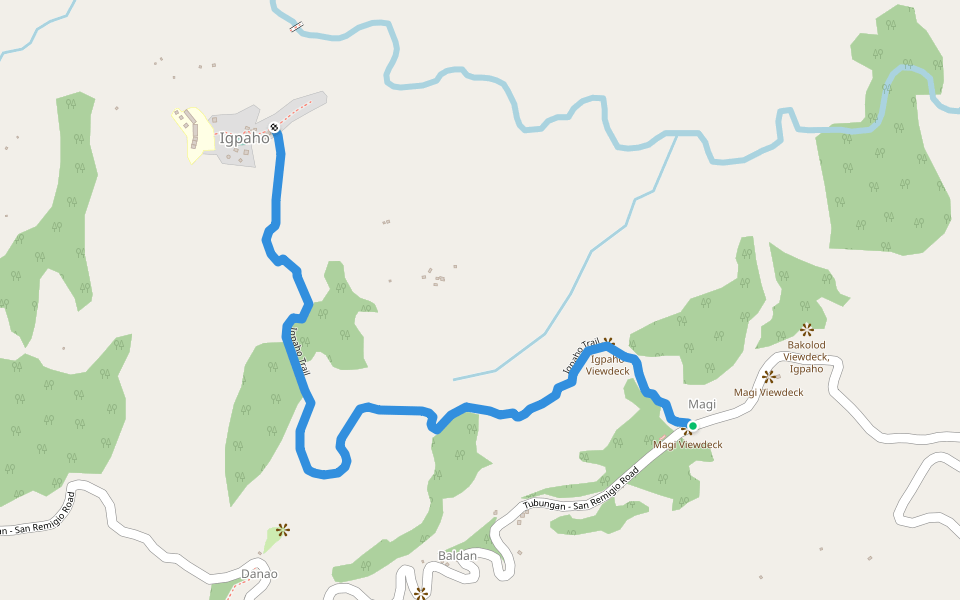 Igpaho Trail walking route map in Tubungan