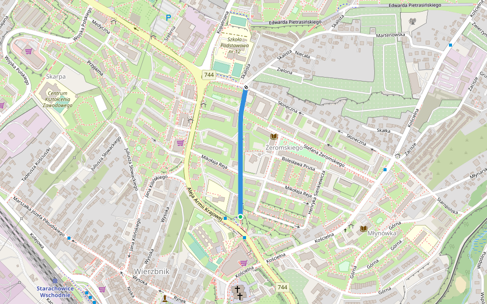 Leopolda Staffa walking route map in Starachowice