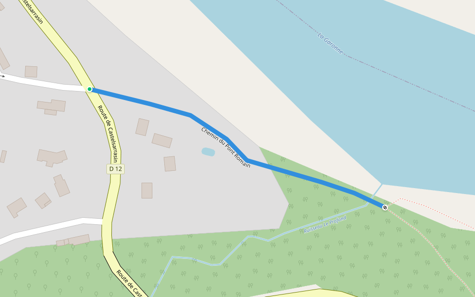 Chemin du Pont Romain walking route map in Auvillar