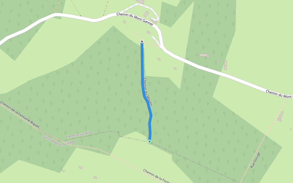 Chemin du Moulin walking route map in Saint-Grégoire-du-Vièvre