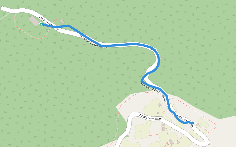 Durungri-Zabala Footpath walking route map in Pemagatsel