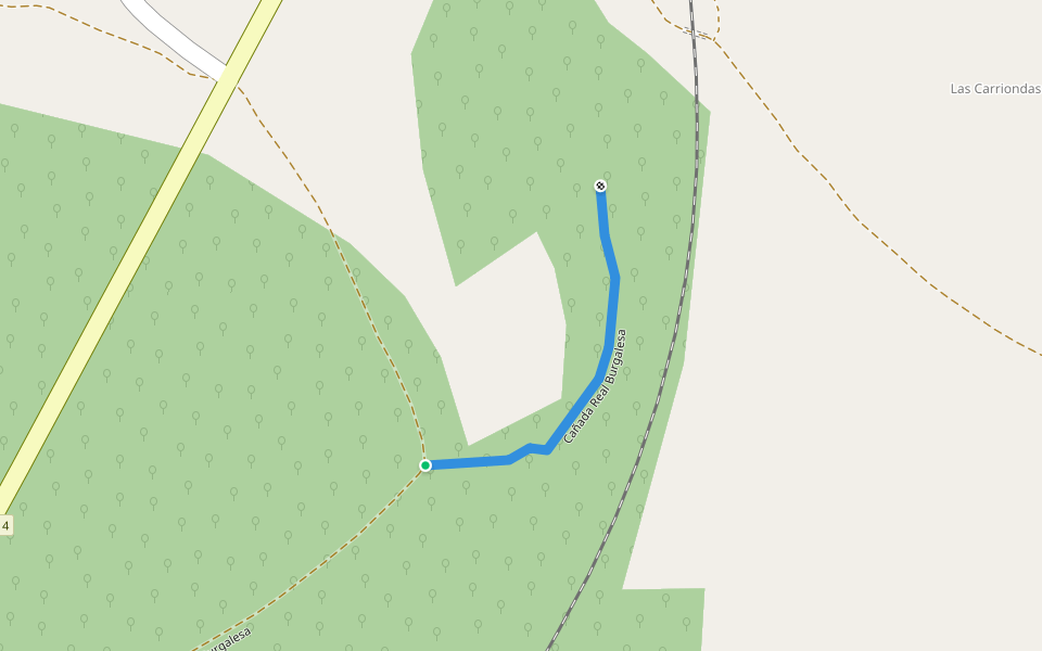 Cañada Real Burgalesa walking route map in Avellanosa de Muñó