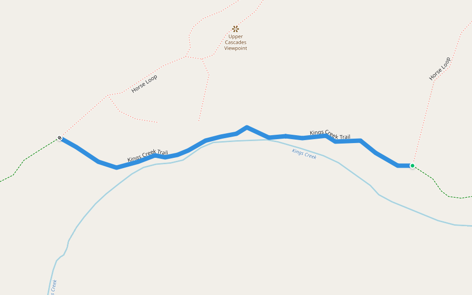 Kings Creek Trail walking route map in Mineral