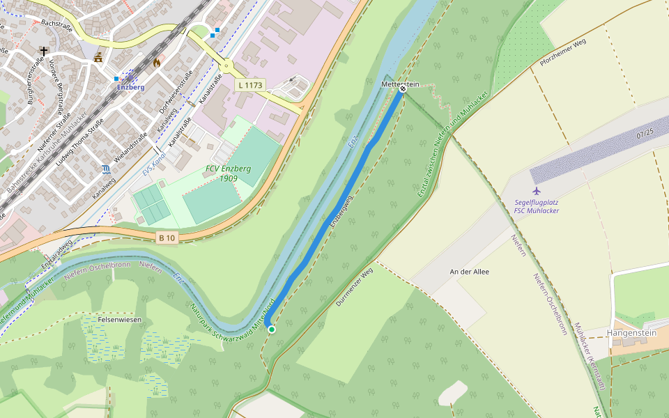 Enzbergweg walking route map in Mühlacker