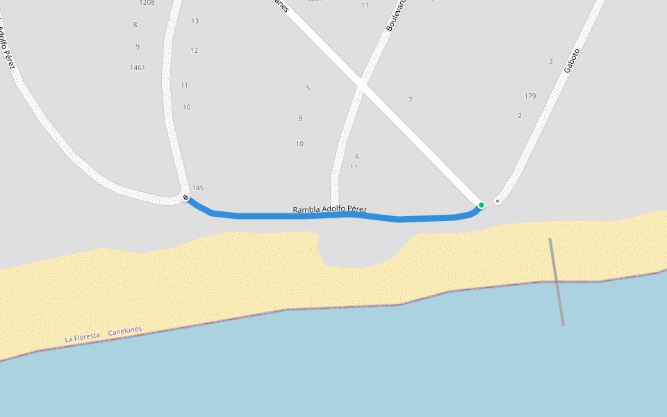 Rambla Adolfo Pérez walking route map in La Floresta