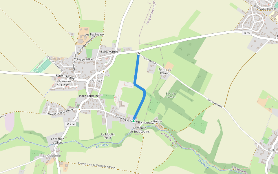 Chemin de la Fontenelle walking route map in Vieux