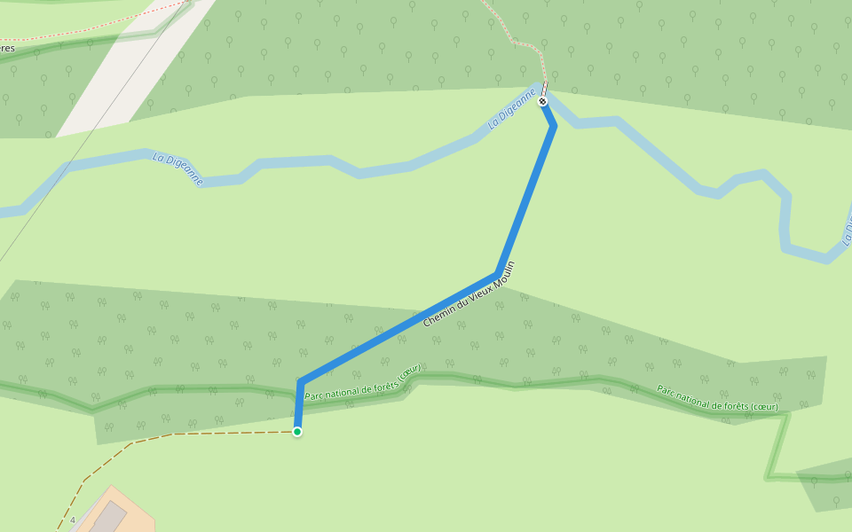 Chemin du Vieux Moulin walking route map in Saint-Broing-les-Moines