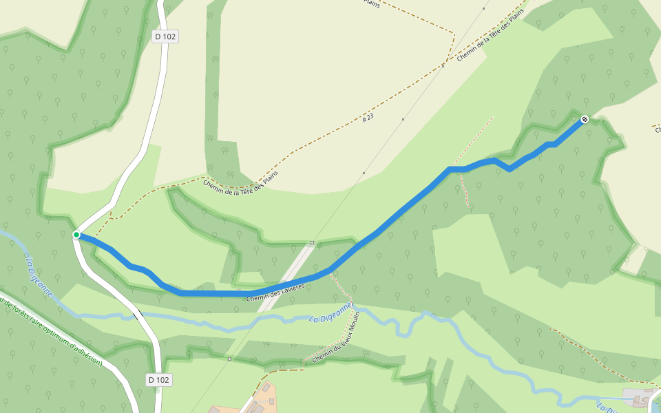 Chemin des Lavières walking route map in Saint-Broing-les-Moines
