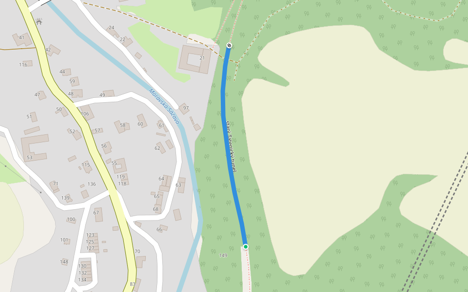 starý Tatenický tunel walking route map in Krasíkov