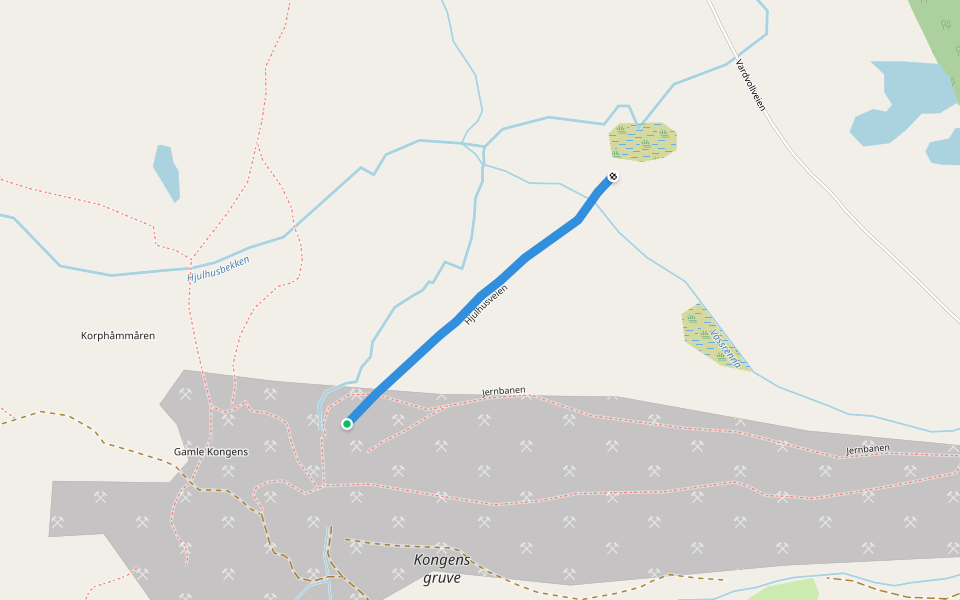 Hjulhusveien walking route map in Glåmos