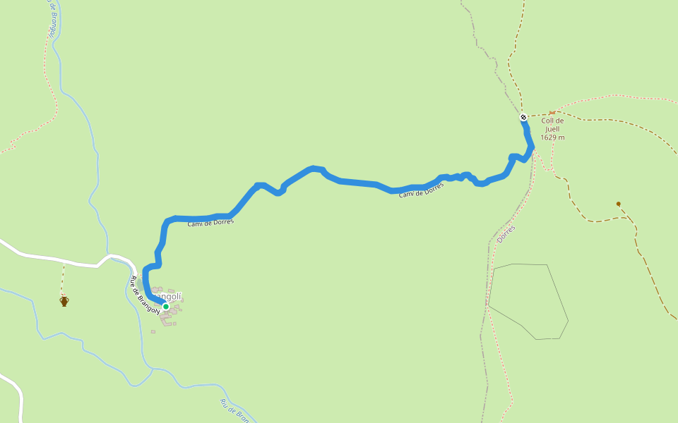 Camí de Dorres walking route map in Enveitg