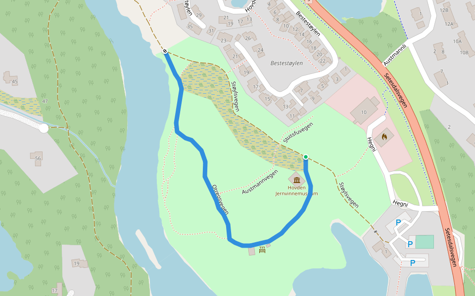 Otreosvegen walking route map in Hovde
