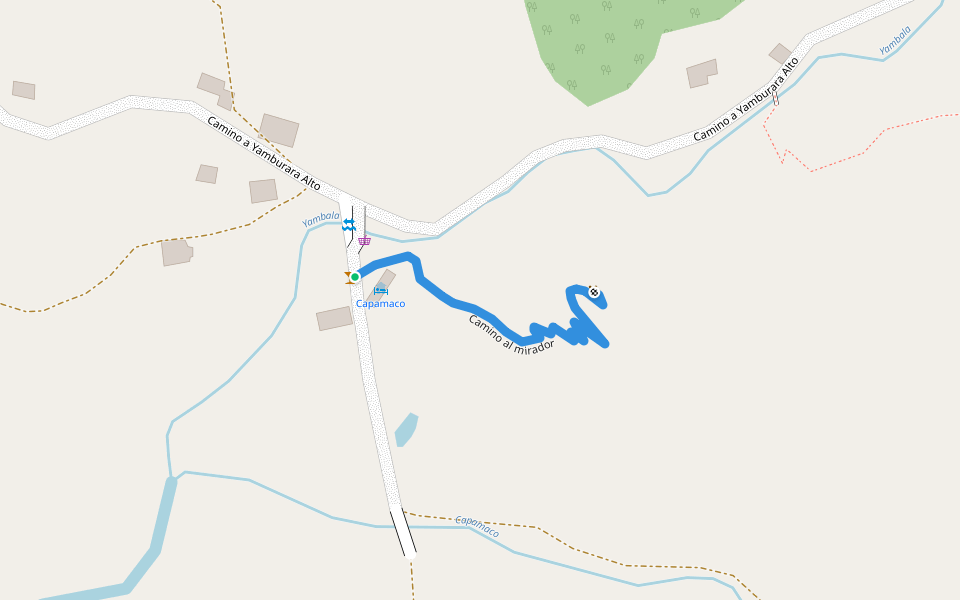 Camino al mirador walking route map in Vilcabamba