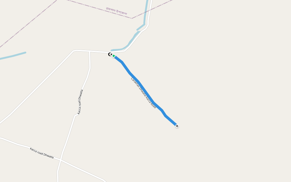 Carakhali Dhwatla Kacca Road walking route map in Baharbunia Union