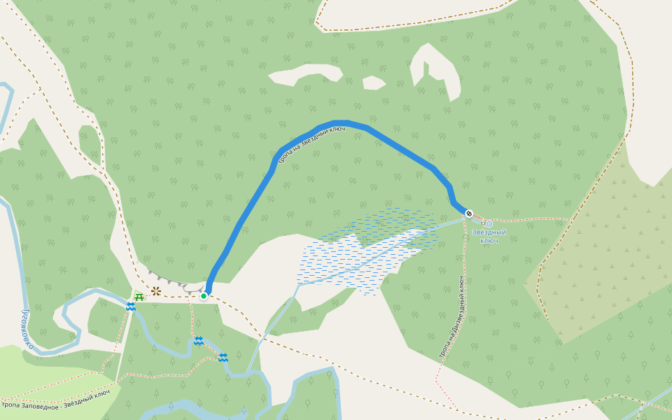 тропа на Звёздный ключ walking route map in Tomsk