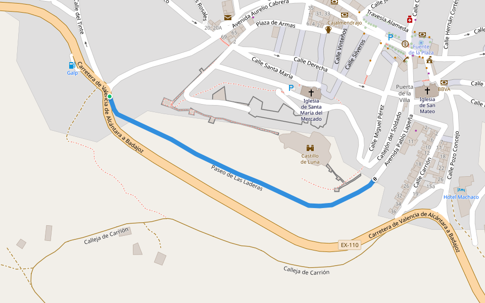 Paseo de Las Laderas walking route map in Alburquerque