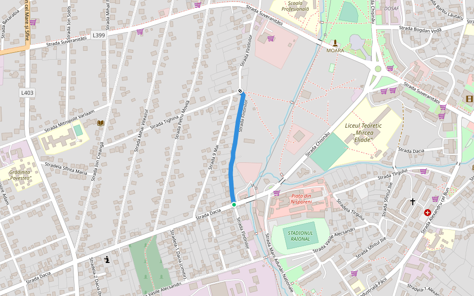 Strada Fîntînilor walking route map in Nisporeni