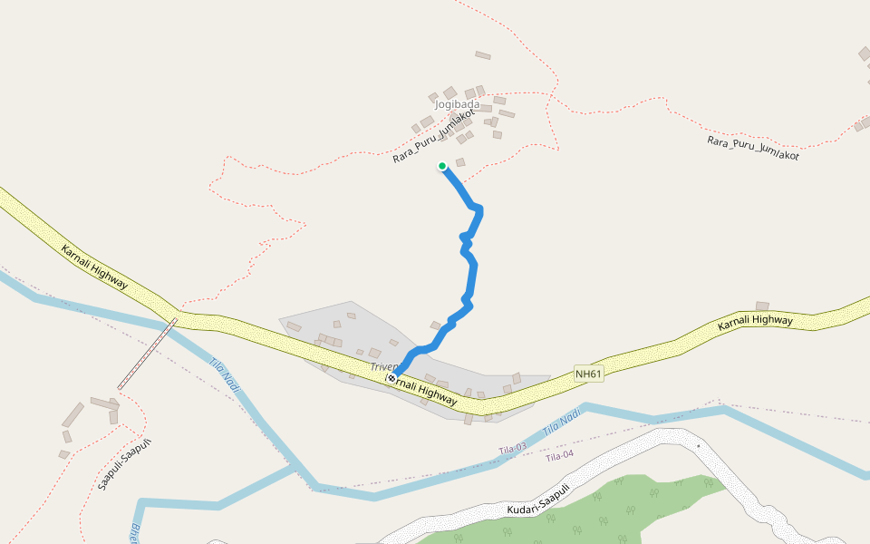 Footpath -Jogibada walking route map in Kudari