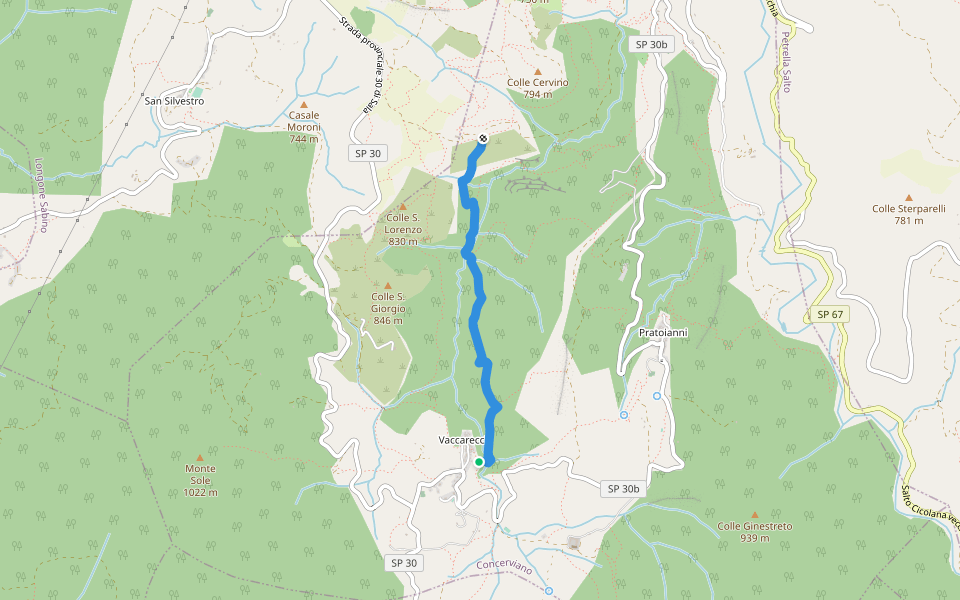 Sentiero Vaccareccia - Le Valli walking route map in Vaccareccia