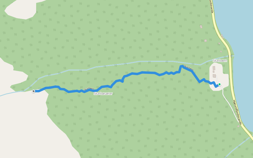 Skarbøen walking route map in Barstadvik
