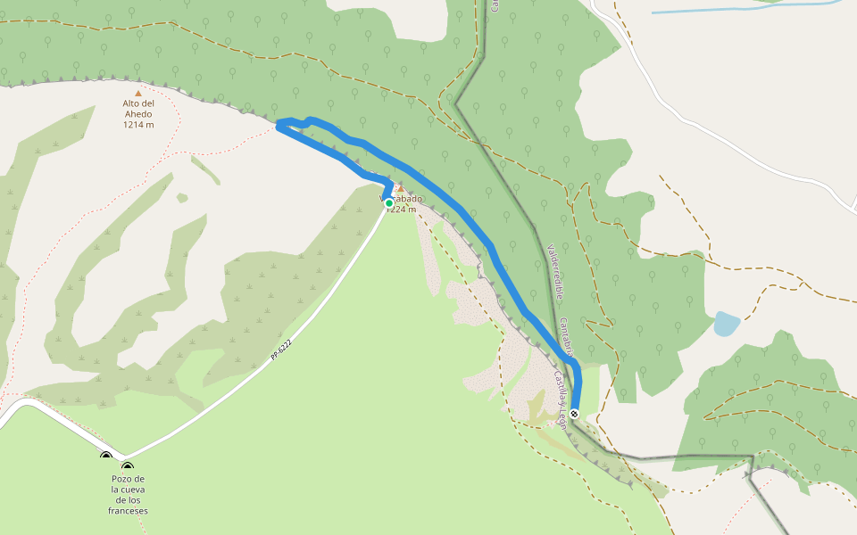 Sendero del Pozo de los Lobos largo walking route map in Pomar de Valdivia