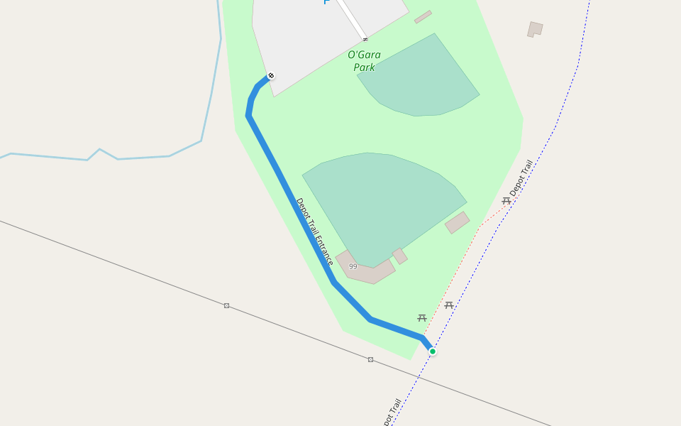 Depot Trail Entrance walking route map in Spencer