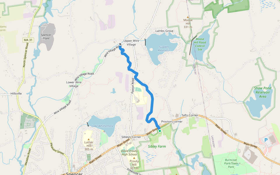Corridor 71A walking route map in Spencer