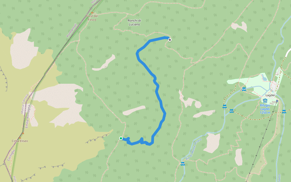 Fuoco e carbone walking route map in Lagdei