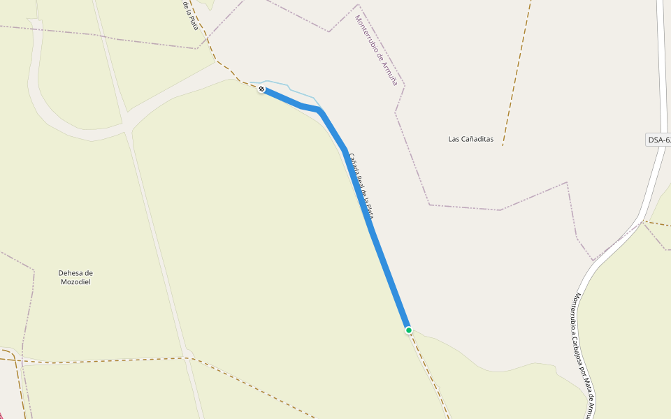 Cañada Real de la Plata walking route map in Monterrubio de Armuña