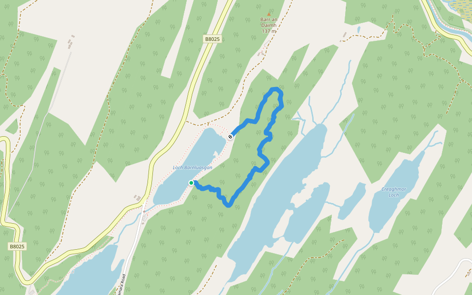 Oakwood Trail walking route map in Bellanoch