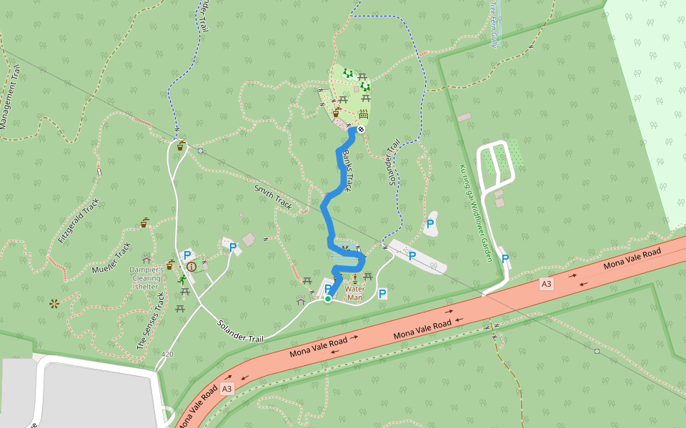 Banks Track walking route map in Saint Ives