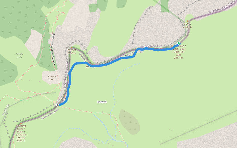 Ilijina glava walking route map in Vermosh
