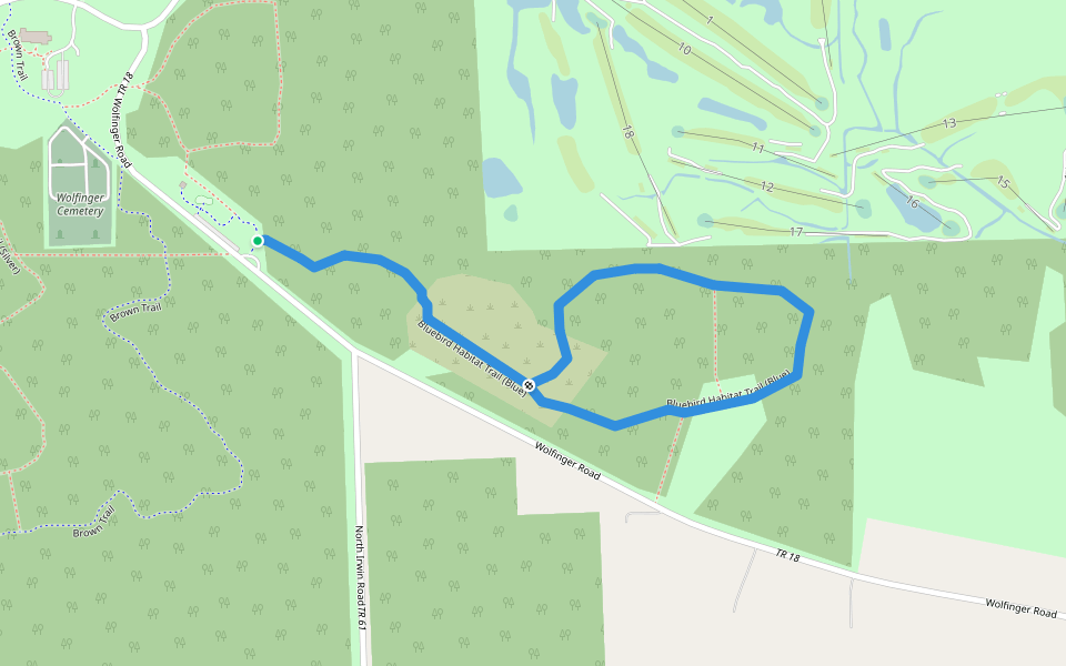 Bluebird Habitat Trail (Blue) walking route map in Berkey